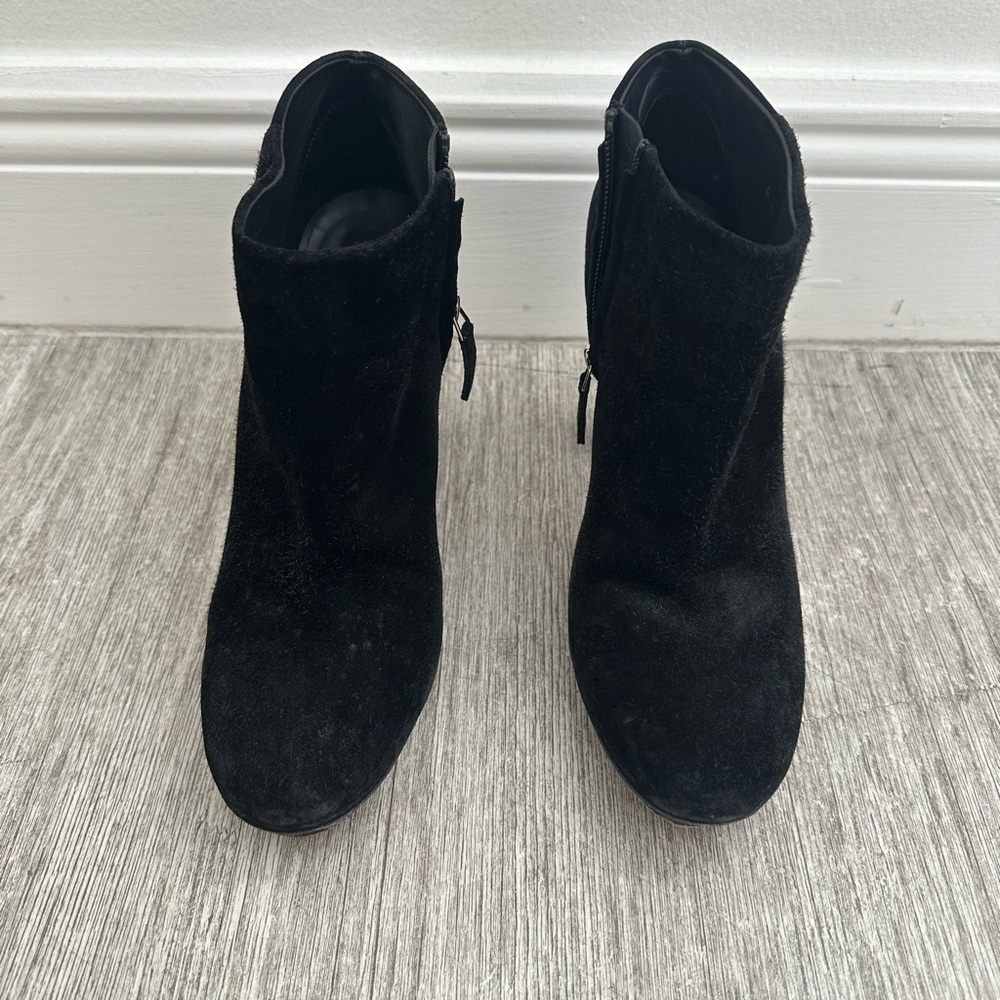 CHANEL Black Suede Ankle Booties